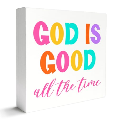 Christian Desk Decor Sign, Home Office Religious Decor Scripture Bible Verse Desk Decoration Christian Christening Baptism Gifts for Women Men, God Is Good All The Time