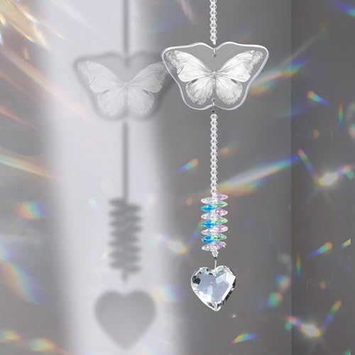 Butterfly Crystal Suncatcher – Sympathy Gift for Loss of Loved One | Memorial Bereavement Gift for Mom, Dad, Pet Loss | Rainbow Window Hanging Decor | in Memory Remembrance Ornament