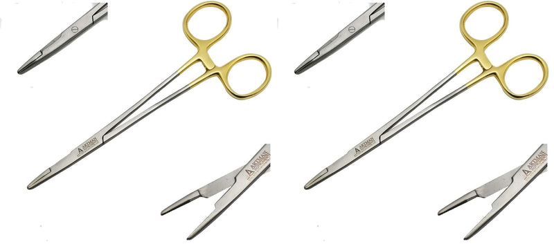 ARTMAN INSTRUMENTS Olsen Hegar Needle Holder, Needle Driver with Scissors Cutting Edges, Scissor Clamp Forceps with Tungsten Carbide ARTMAN Brand (5 Inch) (Pack of 2) 5 Inch (Pack of 2)