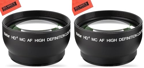 43mm 2.2X Telephoto Lens for Canon Vixia HF R80, R82, R800, R70, R72, R700, R30, R32, HFM40, HFM41, HFM50, HFM52, HFM400, HFM500 Camcorder (Pack of 2) Telephoto Lens (Pack of 2)