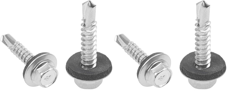 100Pcs #10x1'' Self Drilling Screws with Rubber Washer, 410 Stainless Steel Roofing Screws Hex Head Self Tapping Screws with EPDM Washer (Pack of 2) #10x1" (Pack of 2)