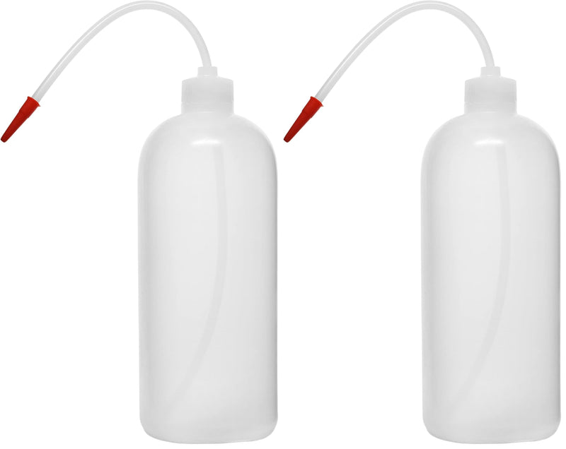 EISCO Wash Bottle, 1000ml - Polyethylene - Translucent, Unbreakable - Screw Cap with Flexible Delivery Tube for Dispensing Liquid - Includes Tube Cap (Pack of 2) 33.8 Ounces (Pack of 2)