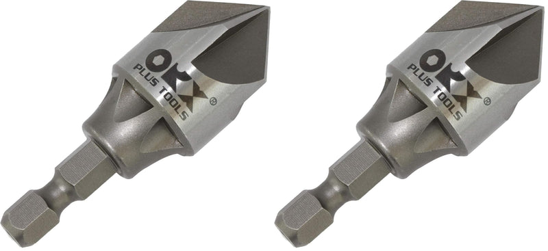 ORXPLUS Tools 5 Flute Metal Deburring Chamfer Drill Bit for Cleaning Pipe/Tube Burr, 87 Degree Quick Release Shank Fits for 1/8"-3/4"(3mm-19mm) (Pack of 2) 1/8"-3/4" - Pack of 2