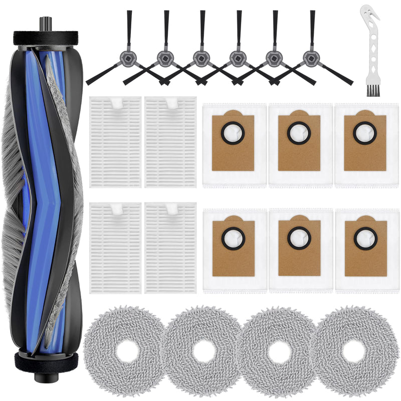 22 Pack Replacement Parts for Lefant M3/ M3 Max Robot Vacuum Cleaner, 1 Main Brush 4 HEPA Filter 4 Mop Pad 6 Dust Bag 6 Side Brush 1 Cleaing Tool