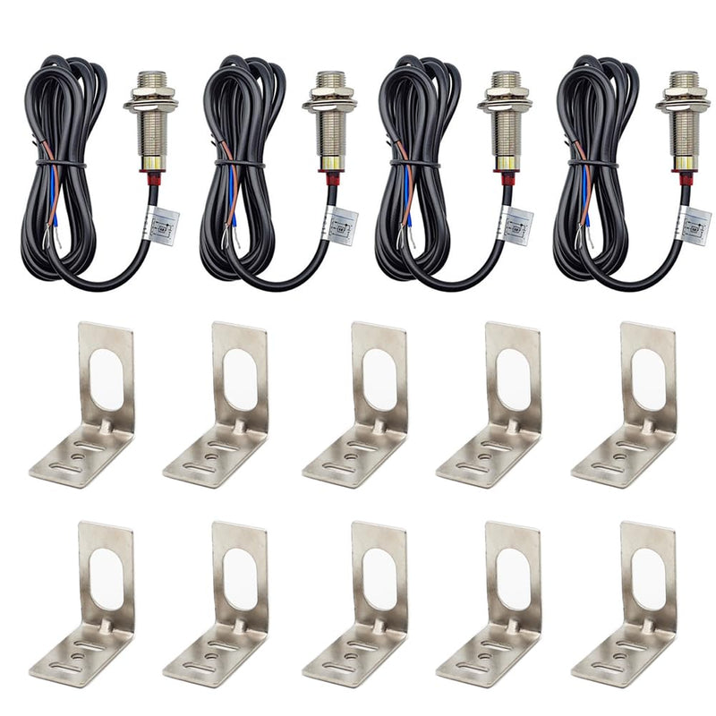 [Australia - AusPower] - 4PCS NJK-5002C Hall Effect Sensor M12 NPN NO + 10PCS M12 L Bracket 
