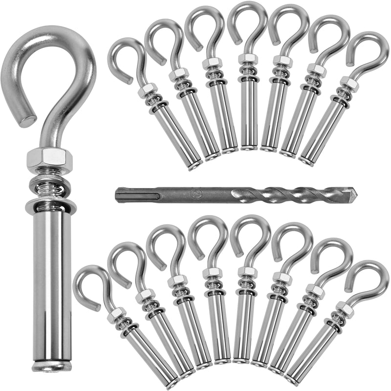 16 Pack 5/16" X 4-3/16" Expansion Eye Bolt,Concrete Eyebolt Anchors,Heavy Duty 304 Stainless Steel Eyebolt Anchors for Concrete Wall (16, M8x106mm（5/16" X 4-3/16"）) M8x106mm（5/16" X 4-3/16"） 16