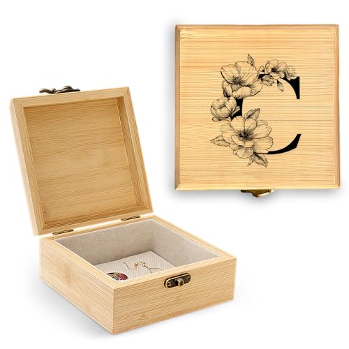 Trinket Keepsake Decorative Memory Jewelry Storage Box, Wedding Bridesmaid Graduation Memorial Thank You Anniversary Friendship Office Home Gifts (Letter C) Letter C