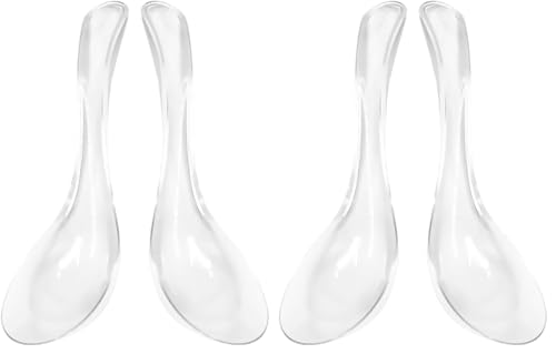 VOSAREA 2pcs Clear Glass Spoons Asian Soup Spoons Glass Foods Spoons Chinese Soup Spoons Asian Rice Spoon Japanese Wonton Soba Ramen Noodle Spoon (Pack of 2) 13.50X5.00X4.00CM (Pack of 2)