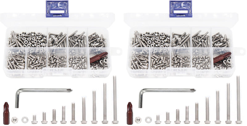 [Australia - AusPower] - binifiMux 430PCS M2.5 Pan Phillips Screws and M2.5 Hex Nuts/Flat Washers Assortment Kit, 304 Stainless Steel, 4mm / 6mm/ 8mm/ 10mm/ 12mm/ 16mm/ 20mm/ 25mm/ 30mm (Pack of 2) m2.5 (Pack of 2) 