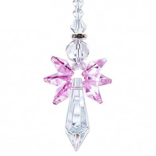 Rainbow Guardian Angel Crystal Suncatcher Hanging Ornament Pink Glass Prism Rainbow Maker for Home Window Car Porch Decoration Spiritual Sun Catcher Gift for Mom Women Friends Plum