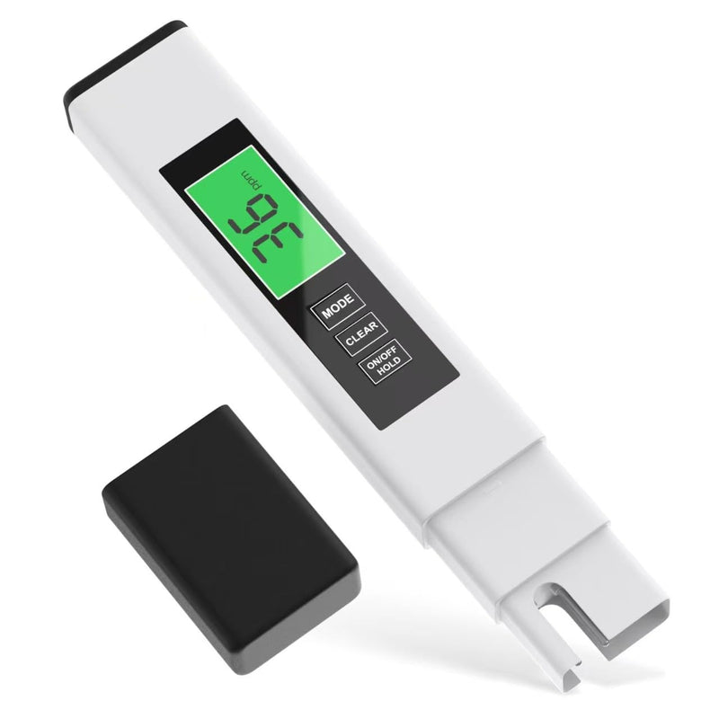 [Australia - AusPower] - TDS Water Tester, 4 in 1 TDS Meter Digital Water Tester, Accurate and Reliable Digital TDS EC & Temp(°C,°F) Meter, 0-9990PPM Water Quality Tester for Drinking Water RO/DI System Aquarium White 6.1In 