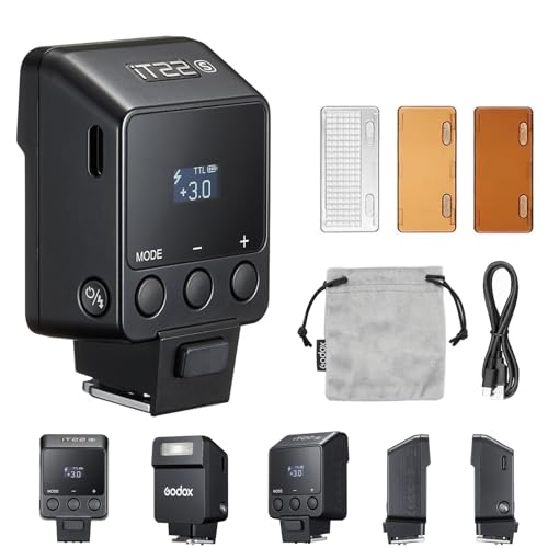 GODOX IT22S TTL Mini Camera Flash for Sony, 1.5s Recycling 700 Flashes,USB-C Charge, Hot Shoe Triggering, with Magnetic Diffuser Filters, Compatible with A7III A7IV A7II A6500 A6300 A6700 Camera