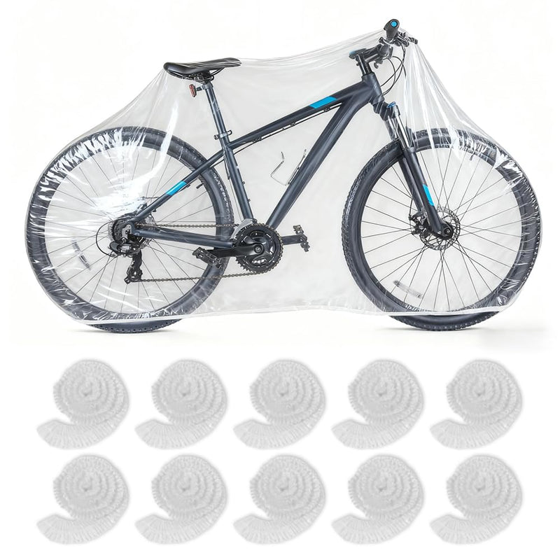 [Australia - AusPower] - Ouliget Disposable Clear Bike Covers, Waterproof Protection Dust Outdoor Rain Cover,Garage Storage Bag for Bicycles Mountain Bikes Electric Scooters Motorcycles,95 Inches,10 Pieces 95 Inches 