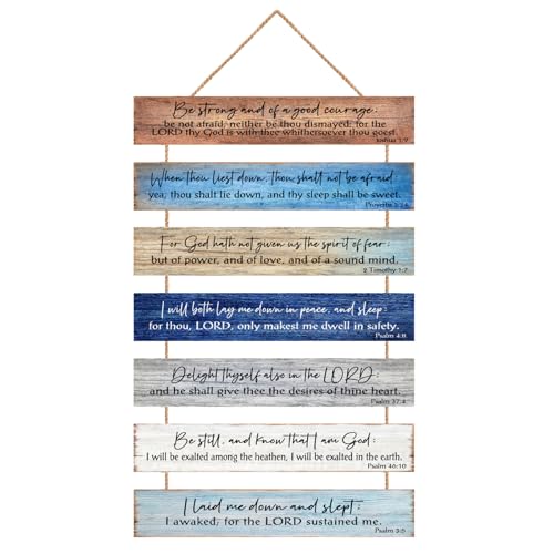 Christian Wall Art,Wood Bible Verse Hanging Sign Home Decor BLUE