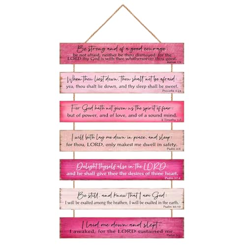 Christian Wall Art,Wood Bible Verse Hanging Sign Home Decor PINK