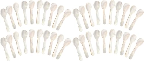 20 Pcs Mother of Pearl Caviar Spoons Set - Shell Spoons for Caviar, Desserts, Coffee, Jam, Ice Cream, Restaurant Serving, Home & Gifts(7.3cm/2.9 Inch,20 Pieces) (Pack of 2) 2.83 (Pack of 2)