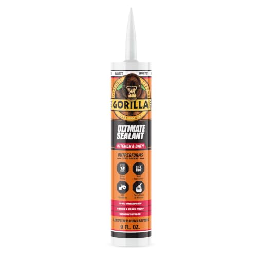 Gorilla Ultimate Sealant Kitchen & Bath silicone caulk, white 9oz cartridge