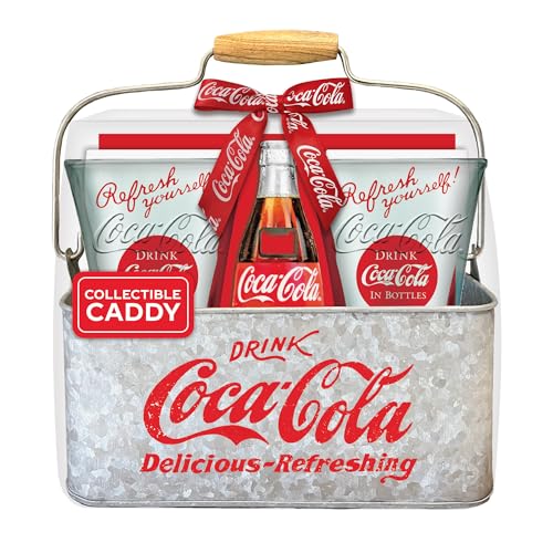 4 Piece Coca-Cola Vintage Style Drinking Glasses Gift Set w/Collectible Tin Caddy