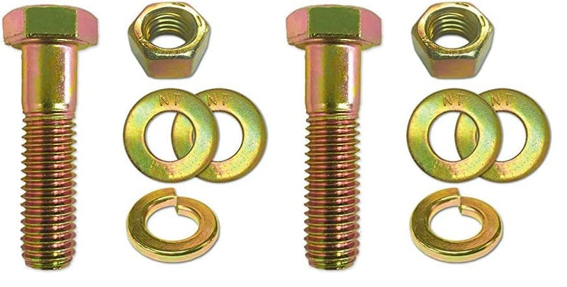 (10 Sets) 3/8-16x1-1/2 Grade 8 Hex Cap Bolts Screws, Nuts, Flat & Lock Washers Yellow (Pack of 2) 1.5 inches (Pack of 2)