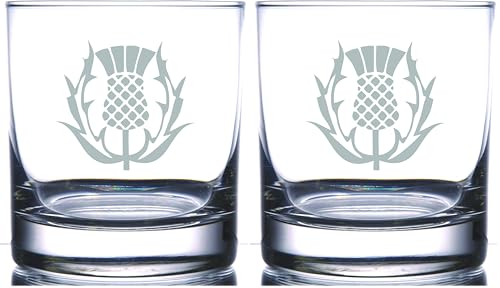 Celtic Thistle Rocks Whiskey Glass | National Symbol of Scotland Gaelic Celtic Irish Regions | Perfect for Scot or Irish Friends, Family, Outlander, Highlander Fans (Pack of 2) 1 Count (Pack of 2)