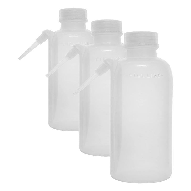 EISCO Wash Bottle, 500ml - Polyethylene - Translucent, Unbreakable - Screw Cap with Down Spout for Dispensing Liquid Labs (Pack of 3) 16.9 Ounces (Pack of 3)