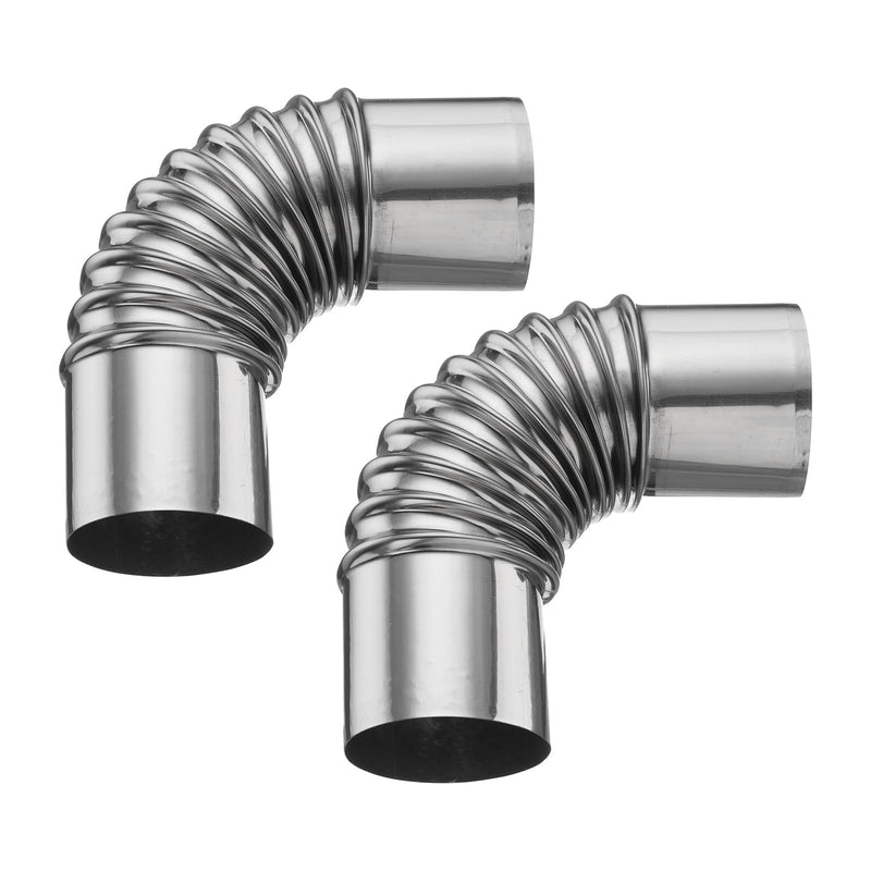 PATIKIL 50mm 90 Degree Stove Pipe, 2pcs Stainless Steel Tent Elbow Stove Chimney Pipe Flue Extension with Aluminum Foil Tape for Camping Stove Vent Water Heater Smoke Exhaust 50mm/2inch