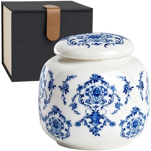 Small Keepsake Cremation Urns for Human Ashes Chinoiserie Ceramic Handmade Mini Memorial Urn for Adult Pet Box - UP to 10 Cubic inches