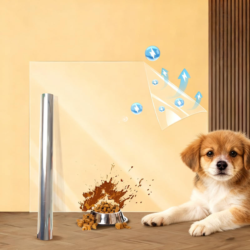 Electrostatic Wall Protective Film 15.7x393 Inches, Clear Static Cling Wall Protector No Glue Removable, Oil Proof Waterproof Kitchen Backsplash Cover, for Furniture Doors from Pets Scratches 15.7in*32.8ft