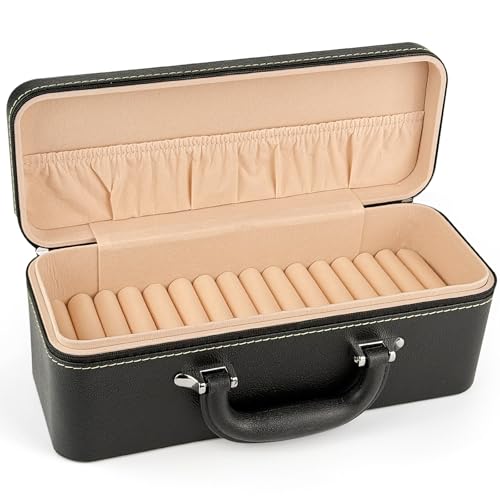 15-Slot Jewelry Organizer Box for Bracelets, PU Leather Bangle Display Case with Velvet Lining - Portable Storage for Retail, Travel, Gift (Wedding/Mothers Day/Valentines)