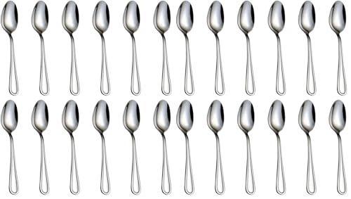 Teaspoons Set, Stainless Steel 18/0 Tea Spoon 12pcs, 6.29 Inches For Home, Kitchen Restaurant, Slilver (Pack of 2) 12pcs-round (Pack of 2)