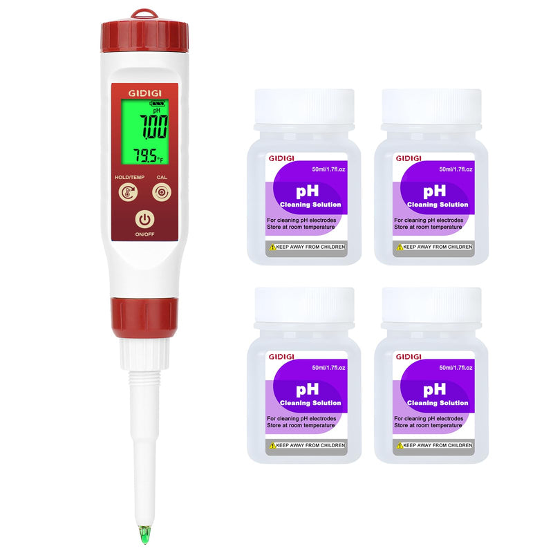 [Australia - AusPower] - pH Meter for Food Digital pH Meter for Fermentation Hot Sauce Canning Spear Tip pH Food Tester Probe for Cheese Cooking Sourdough Bread Saliva Water Resistant Food Acidity Tester for Solid and Water 