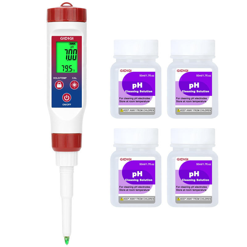 [Australia - AusPower] - Smart pH Meter for Food, GIDIGI Digital Food pH Tester, Accurate Canning pH Test Kits with ATC, Professional Fermenting pH Test Pen, Spear pH Probe for Bread Cheese Sushi Rice Sourdough Sauce Meat 