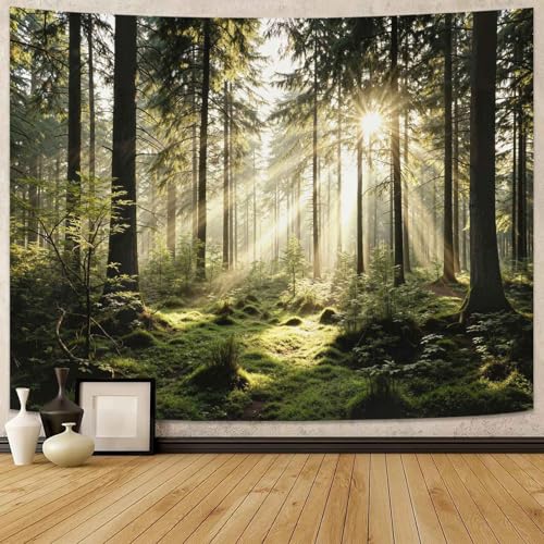 Lunerfex Celestial Sun and Tree of Life Wall Tapestry - Boho Nature and Spiritual Decor Tapestries for Bedroom Living Room 60"x44" 60"L x 44"W White Green
