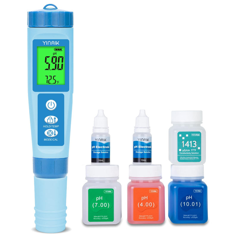 [Australia - AusPower] - 4 in 1 Water pH Meter with pH Calibration Liquids Sets 