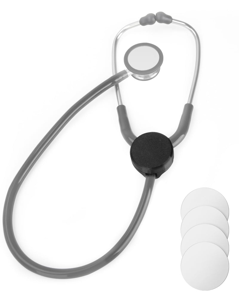 [Australia - AusPower] - Stethoscope Tracker Holder for 3M Littmann Classic III & 3M Littmann Classic II S.E. Stethoscope - Compatible with AirTag - Stethoscope Safety Tracker Case with 4 Name Stickers, Black 