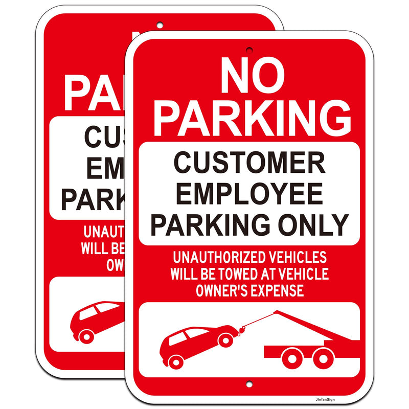 2 Pack Large No Parking Signs, Customer/Employee Parking Only Sign, 18"x12" Customer Parking Sign, Engineer Grade Rust Free Reflective Aluminum, Fade/Weather Resistant, UV Protected, Easy to Install