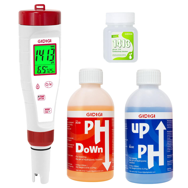 [Australia - AusPower] - pH Meter for Hydroponic Water,Digital EC ppm Tester for Nutrients,pH TDS Reader 4 in 1 with 1413 μs/cm Calibration Solution,High-Sensitivity Backlit Display for Drinking Water,DWC,Indoor Plants 
