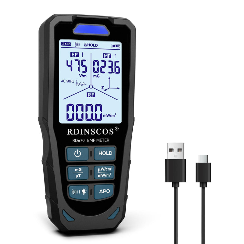 [Australia - AusPower] - EMF Meter 5G RF Detector – Electric, Magnetic & Radio Frequency Field Tester up to 10GHz, Multi-Sensor EMF Detector for Power Lines, WiFi/Cell Phones, Smart Meters – LCD Display Sound & LED Alerts Black 