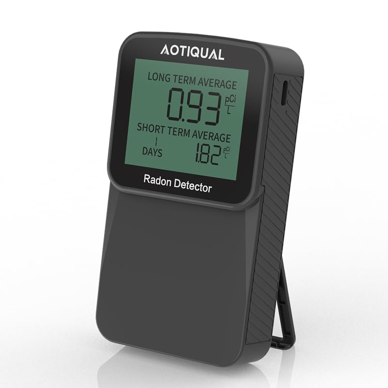Digital Radon Detector LCD Display Dual USB Battery Power Options 3 Year Battery Life 10 Year Sensor Lifespan Accurate pCiL Concentration Detection for Home and Office Use