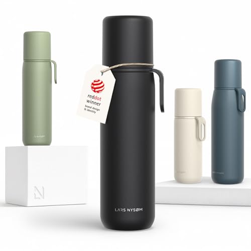 LARS NYSØM Stainless Steel Thermo Water Bottle 25oz - Coffee Thermo Carbon Black 25.4 Ounces