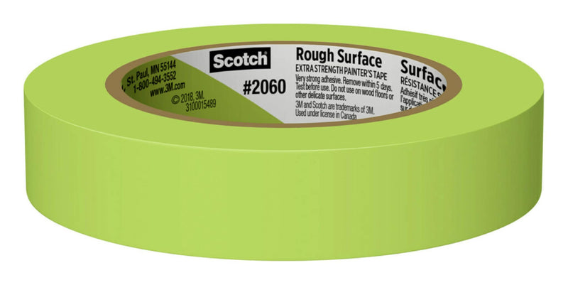 Scotch Rough Surface Painter's Tape 2060-24AR-BK, 0.94 in x 60.1 yd (24mm x 55m), Green, 3 Rolls, Clean Removal, No Residue, Textured & Hard-to-Stick Surfaces 3 Pack