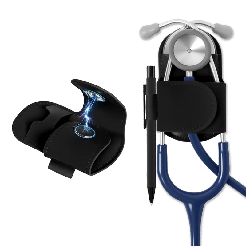 [Australia - AusPower] - Magnetic Stethoscope Holder Clip Secure Hands-Free Pu Leather Lightweight Portable Holster for Physicians, Nurses, EMT, Students. Compatible for 3M Littmann & Most Stethoscope (PenLIght-Holder) PenLIght-Holder 