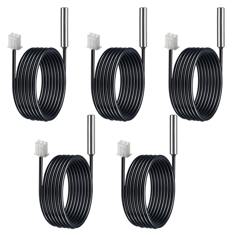 [Australia - AusPower] - 10K Temperature Sensor Probe, 3950 NTC Thermistor Accuracy 1% 5pcs 1 Meter, Waterproof Stainless Steel Temp Probe, Digital Temperature Extension Cable for Refrigerator, Aquarium, Water Dispenser Parts 