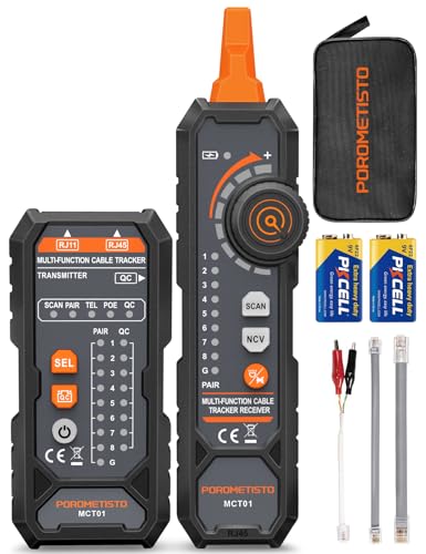 MCT01 All-in-One Network Tester, Cable Tester for RJ45/RJ11 with Anti-Interference Line Finder, POE Test, NCV, Continuity Test & Crimp Control