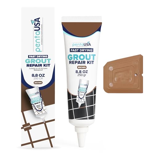 PENTAUSA premixed tile grout repair in beige brown, 8.8 oz container