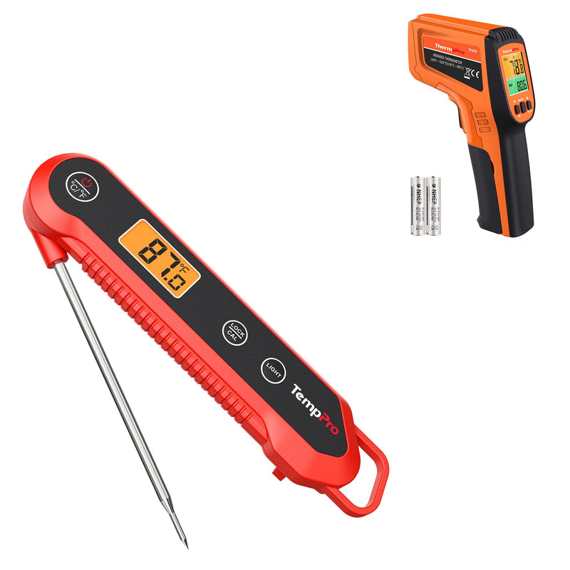 [Australia - AusPower] - ThermoPro TP450 Dual Laser Temperature Gun for Cooking, Digital Infrared Thermometer Plus Instant Read Meat Thermometer Digital - TempPro ±0.9°F Pro-acurite Waterproof Food Thermometer for Cooking 