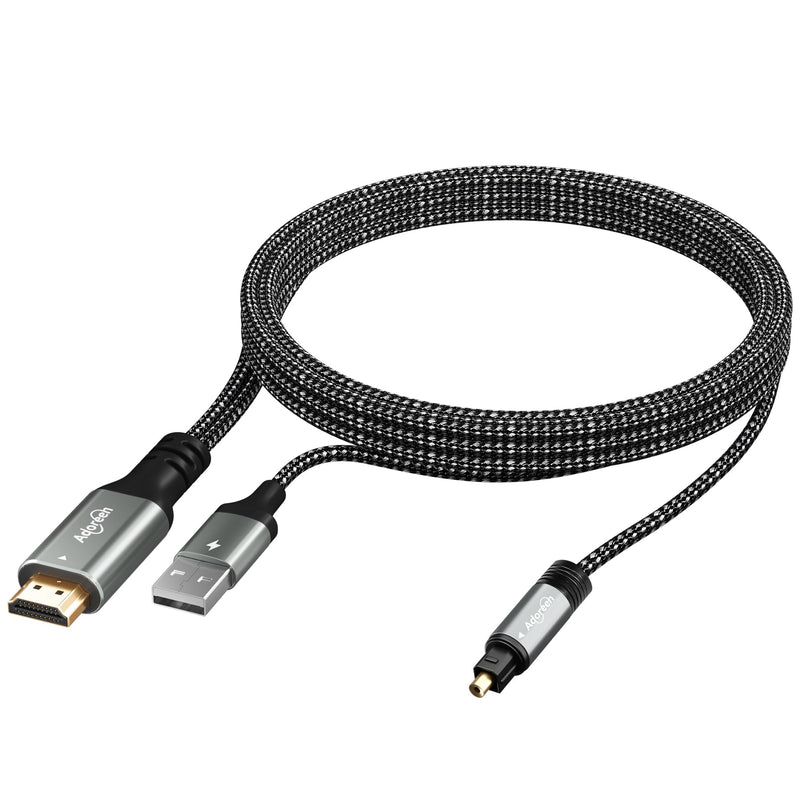 Unidirectional 192KHz HDMI ARC/eARC to Optical Toslink SPDIF Audio Extractor Splitter Converter Cable 4 Ft, USB Powered Digital Adapter for HDTV to Soundbar Home Theater Amplifier Old Speaker 4FT