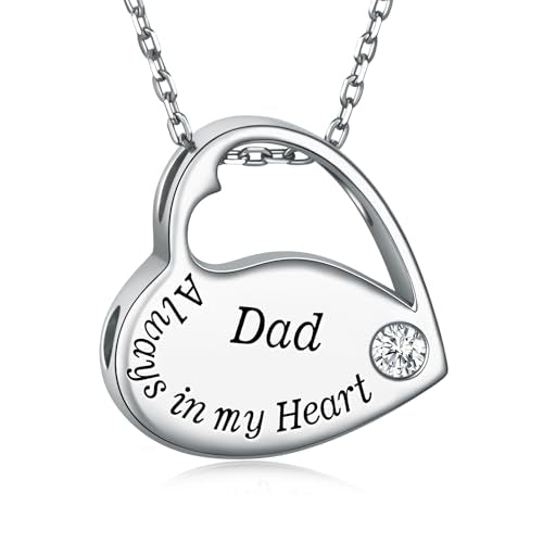 S925 Sterling Silver Heart Urn Necklace Memorial Ashes Keepsake Jewelry Dad