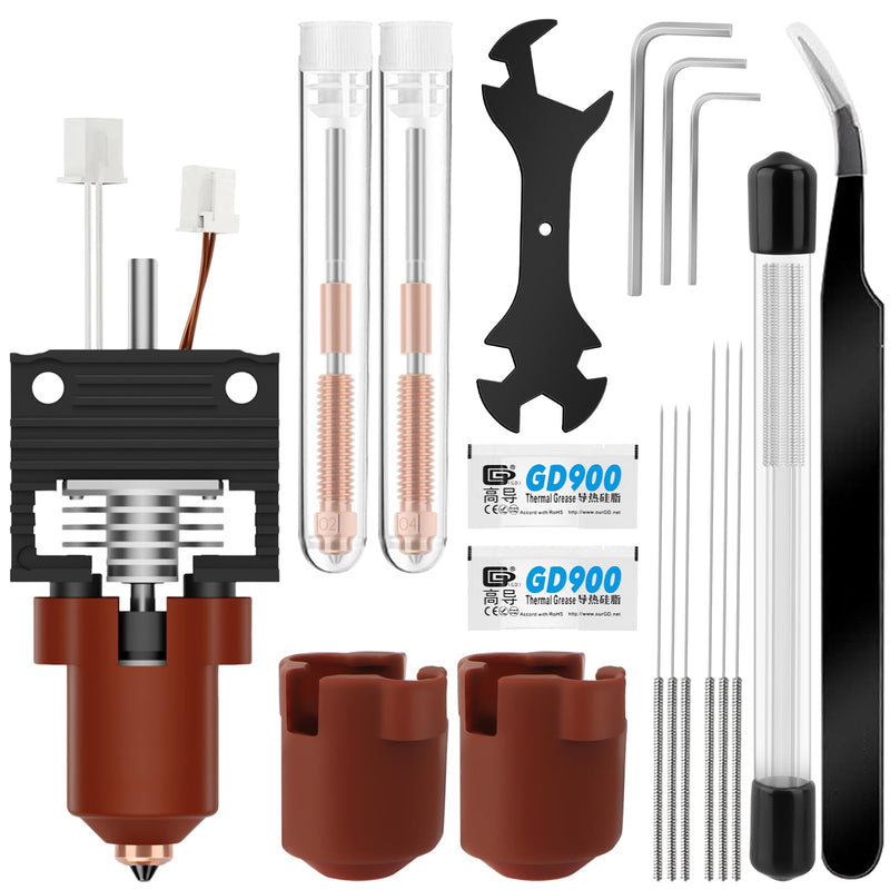 K1C Upgrade Ceramic Heating Block Hotend Kit, 0.2/0.4mm Quick Swap Nozzle Kit, with Silicone Cover, Cleaning Needles and Tools, 3D Printer Hotend 600mm/s High-Speed, Compatible with K1/K1 MAX/K1C K1C/3 V3/ 3V3 Plus Upgrade Nozzle Kits
