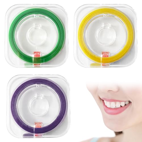 Pack of 3 Tooth Sandpaper, Interdental Sandpaper, Colorful Tooth Sandpaper, Tooth Sandpaper for Spaces, Dental Polishing Strips, Teeth Polishing (Yellow, Green, Purple, 6 mx 4 mm)